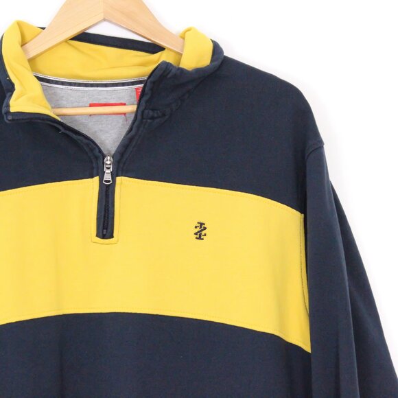 *Mens IZOD Navy and Yellow 3/4 Zip Sweater - Picture 3 of 5